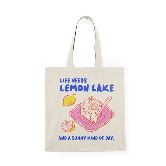 Sunny Lemon Cake Tote Bag | Eco-Friendly Shopping Bag, Reusable Grocery Tote, Gift for Baker, Summer Accessory, Fun Art Tote