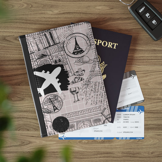 Travel-Inspired Passport Cover with Vintage Landmarks