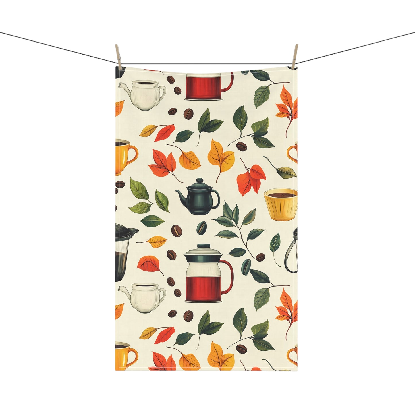 Autumn-Themed Tea Towels for Cozy Kitchens, Coffee Lovers, Gift for Home Decor, Fall Kitchenware, Floral Tea Towels