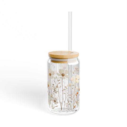 Floral Sipper Glass, 16oz - Perfect for Any Occasion