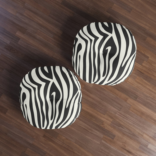 Floor Pillow, Zebra Print Tufted Cozy Home Decor - Boho Style Seating