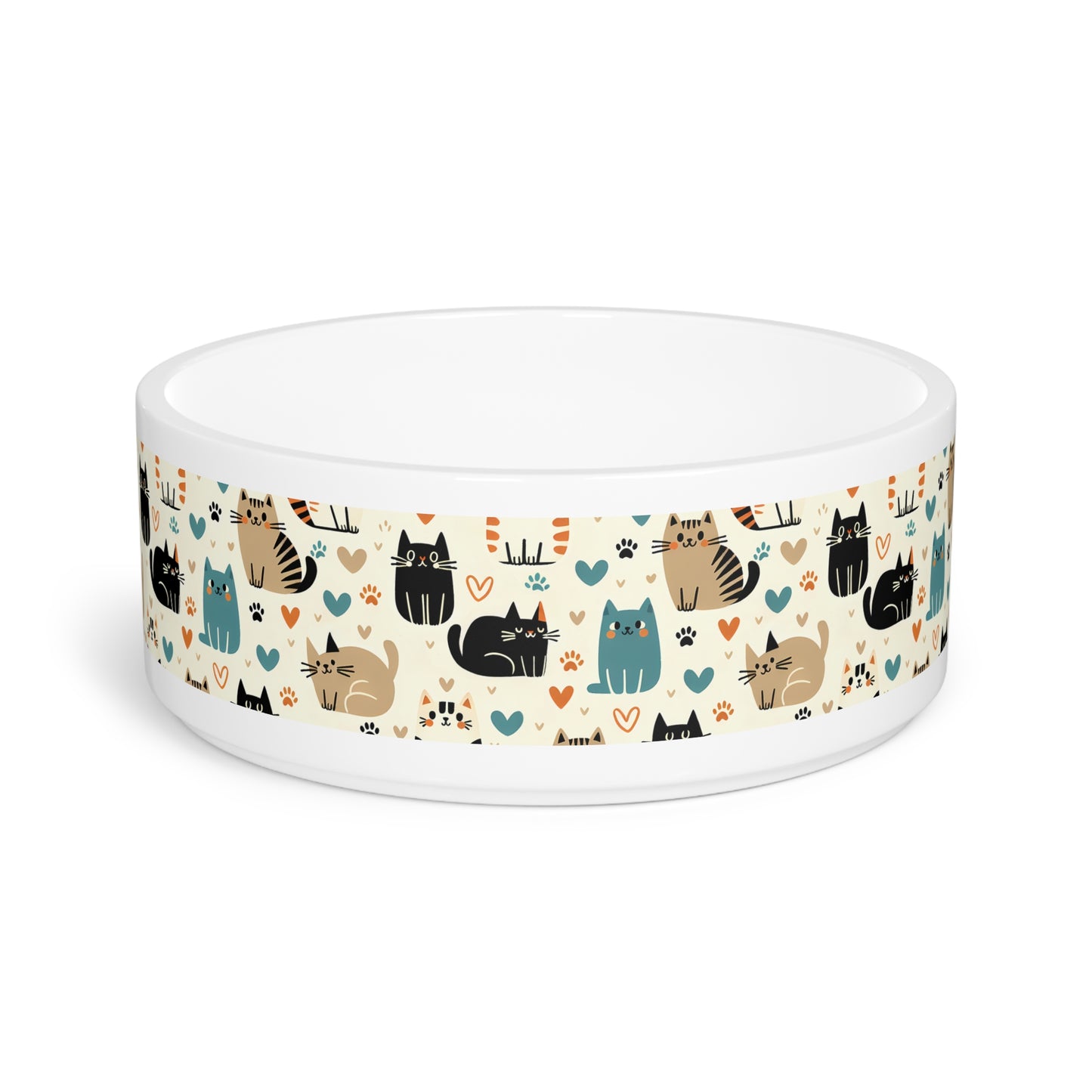 Cute Cat Pattern Pet Bowl, Personalized Dog Dish, Cat Lover Gift, Animal Feeding Bowl, Fun Pet Accessories