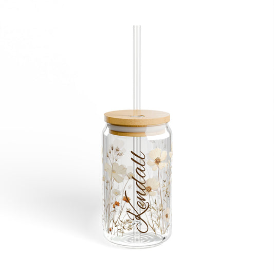 Floral Sipper Glass, 16oz - Perfect for Any Occasion