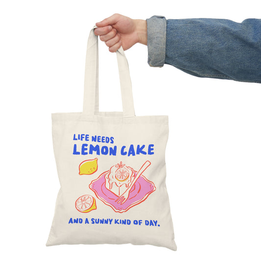 Sunny Lemon Cake Tote Bag | Eco-Friendly Shopping Bag, Reusable Grocery Tote, Gift for Baker, Summer Accessory, Fun Art Tote