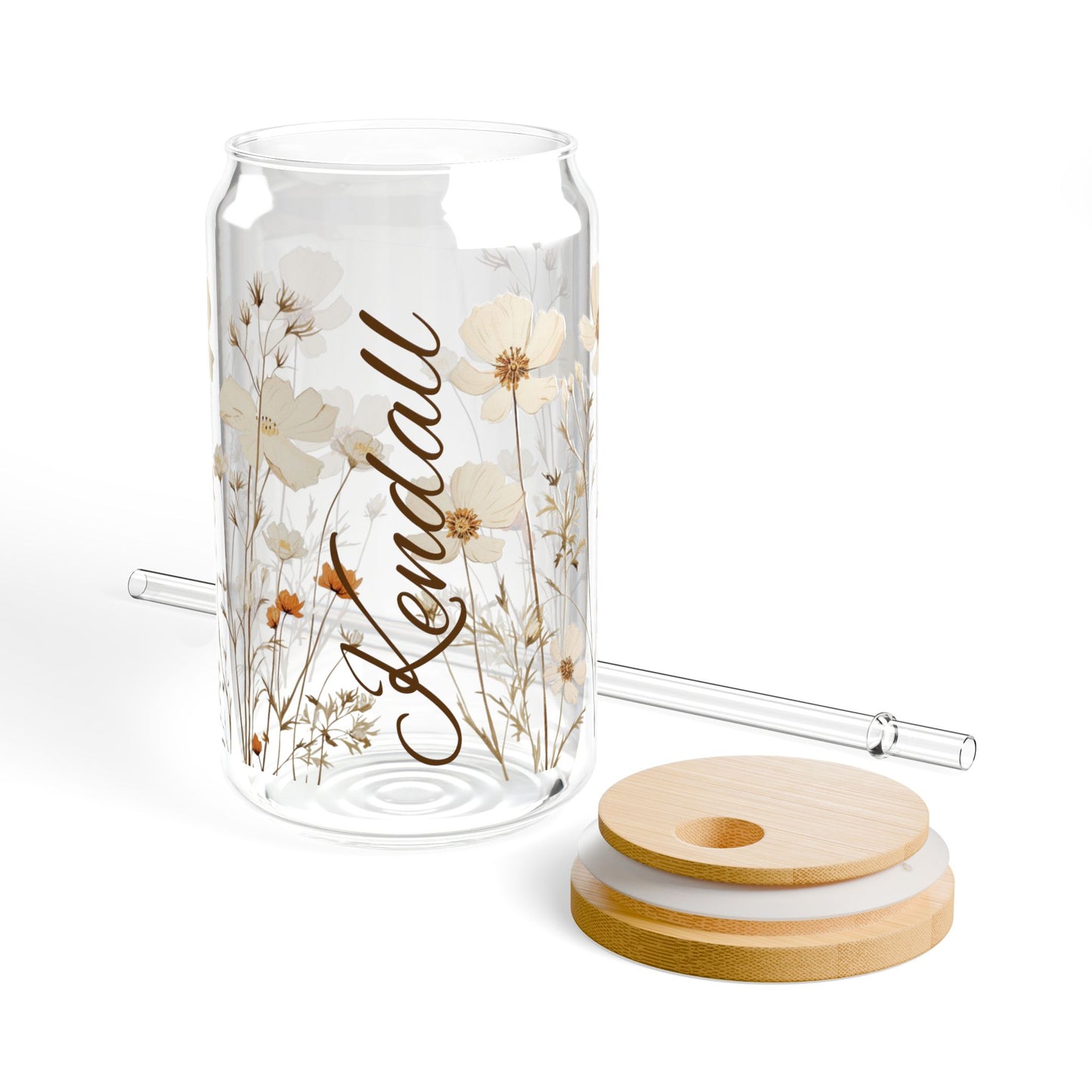 Floral Sipper Glass, 16oz - Perfect for Any Occasion