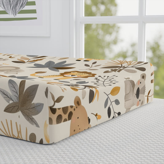 Cute Safari Baby Changing Pad Cover, Nursery Decor, Gender Neutral Baby Shower Gift, Animal Print, Modern Baby Essentials