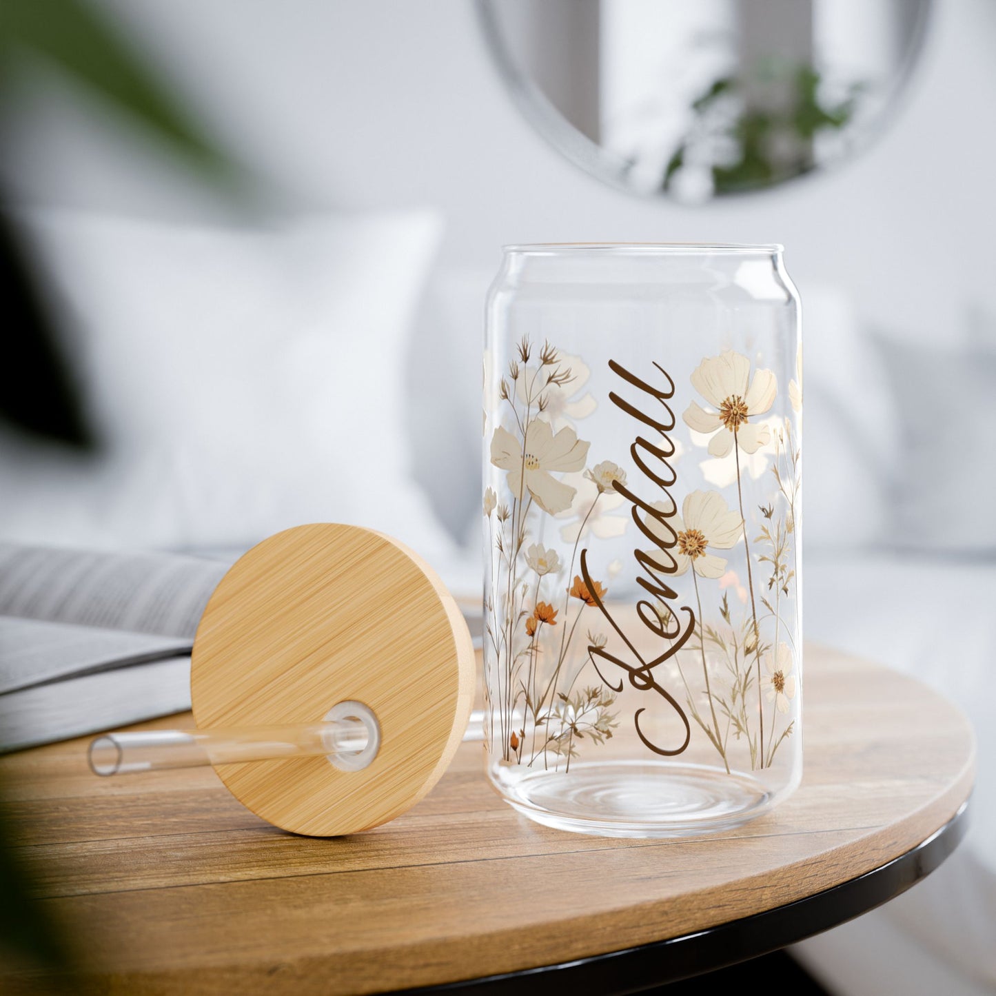 Floral Sipper Glass, 16oz - Perfect for Any Occasion