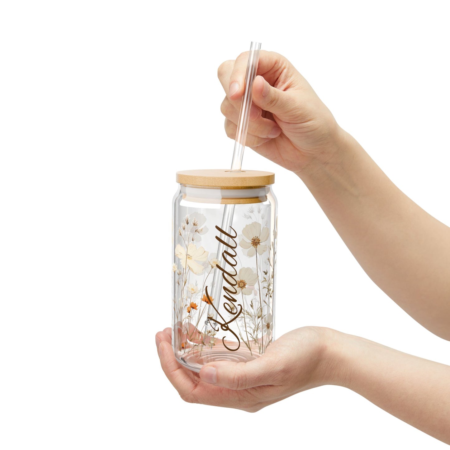 Floral Sipper Glass, 16oz - Perfect for Any Occasion