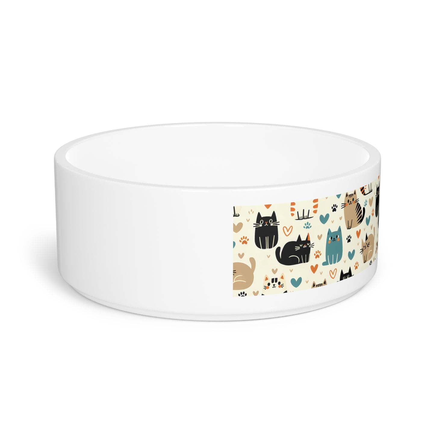 Cute Cat Pattern Pet Bowl, Personalized Dog Dish, Cat Lover Gift, Animal Feeding Bowl, Fun Pet Accessories