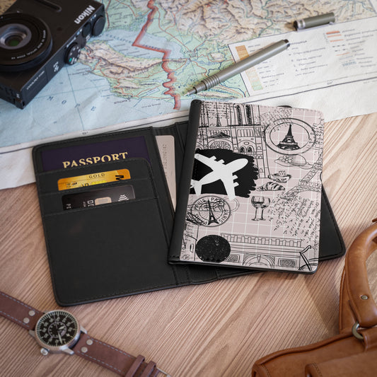 Travel-Inspired Passport Cover with Vintage Landmarks
