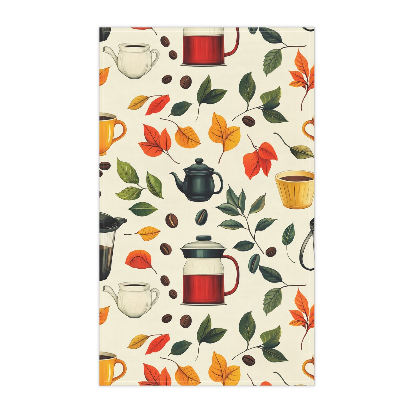 Autumn-Themed Tea Towels for Cozy Kitchens, Coffee Lovers, Gift for Home Decor, Fall Kitchenware, Floral Tea Towels