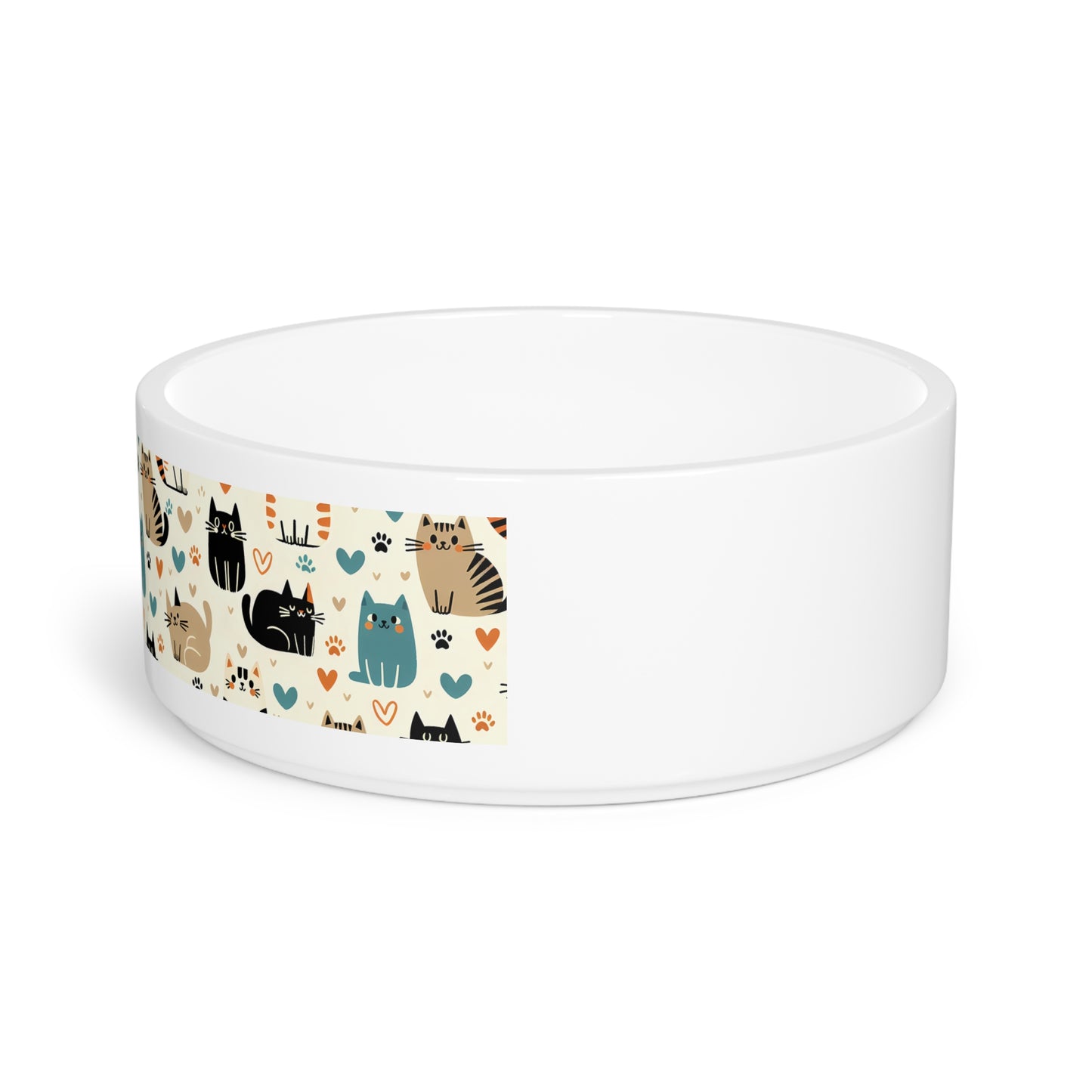 Cute Cat Pattern Pet Bowl, Personalized Dog Dish, Cat Lover Gift, Animal Feeding Bowl, Fun Pet Accessories