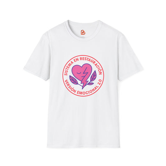 Emotional Restoration T-Shirt, Softstyle Tee, Unisex Graphic Tee, Gift for Self-Care, Heart and Lightning Design, Casual Everyday Wear