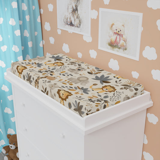 Cute Safari Baby Changing Pad Cover, Nursery Decor, Gender Neutral Baby Shower Gift, Animal Print, Modern Baby Essentials